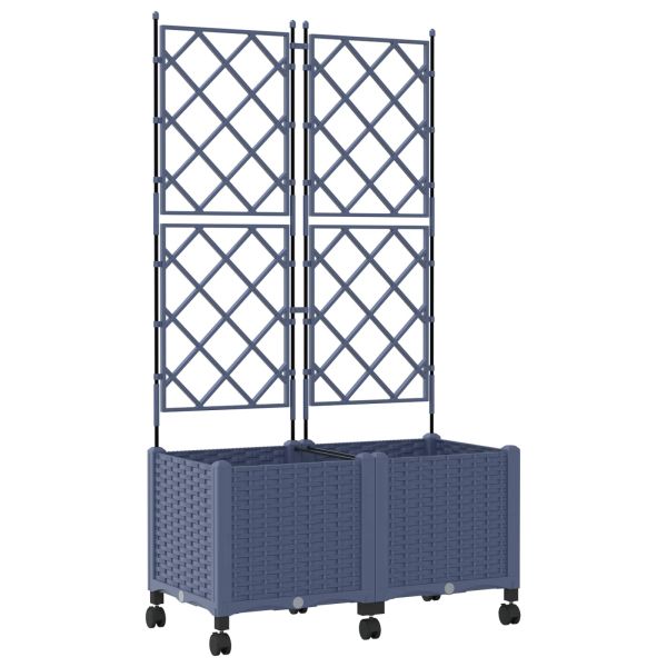 Градински сандък с решетка и колела 2 бр. Сиво 80 x 40 x 149 см
