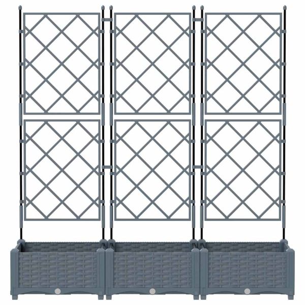 Градинска саксия 3 бр. Светлосиво 120 x 40 x 125,5 см ПП