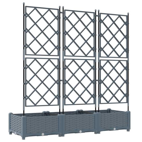 Градинска саксия 3 бр. Светлосиво 120 x 40 x 125,5 см ПП