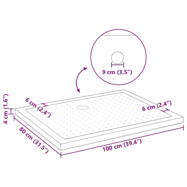 Основен трей за душ с точки 100 x 80 x 4 см ABS Черно