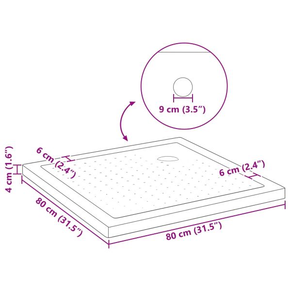 Основен трей за душ с точки 80 x 80 x 4 cm ABS Черно
