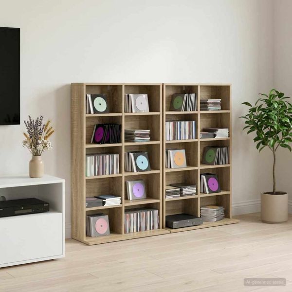 Кабинет за CD 2 бр. Дъб сонома 65 x 23,5 x 97,5 см