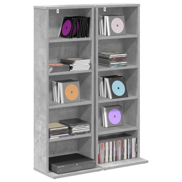 Кабинет за CD 2 бр. Бетонно сиво 33 x 23,5 x 97,5 см