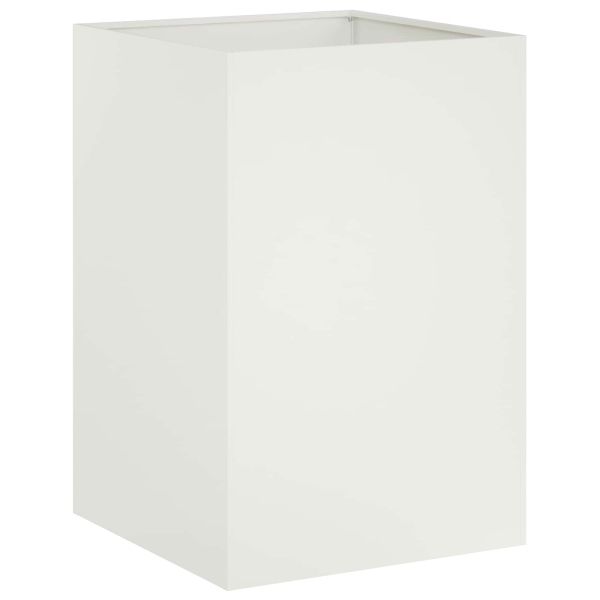 Градинска саксия Бяло 40 x 40 x 75 cm Студено валцована стомана