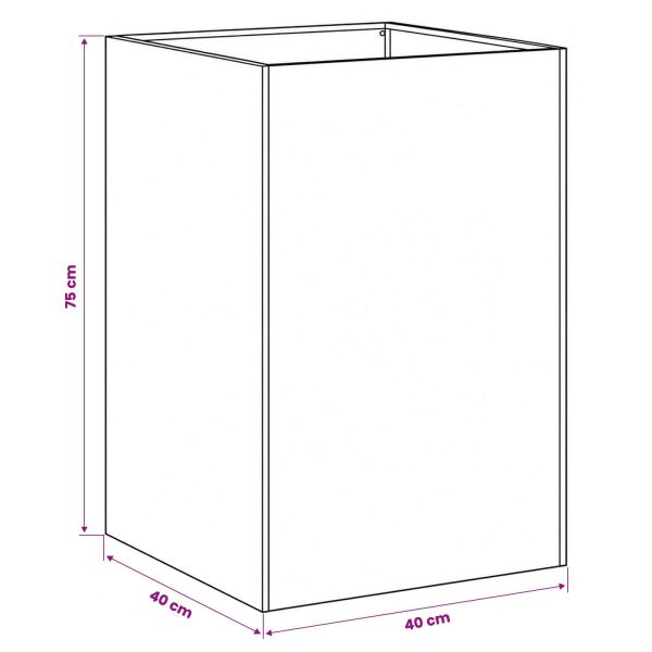 Градинска саксия Бяло 40 x 40 x 75 cm Студено валцована стомана