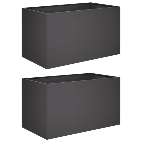 Градинска саксия 2 бр. Черно 80 x 50 x 50 см
