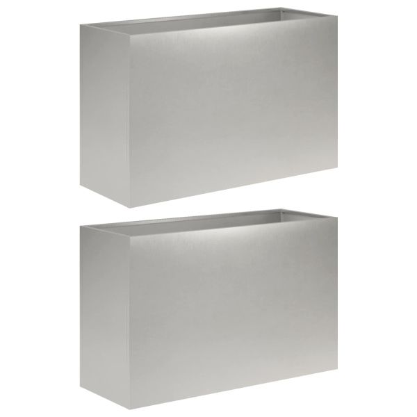 Градинска саксия 2 бр. Сребристо 80 x 30 x 50 см