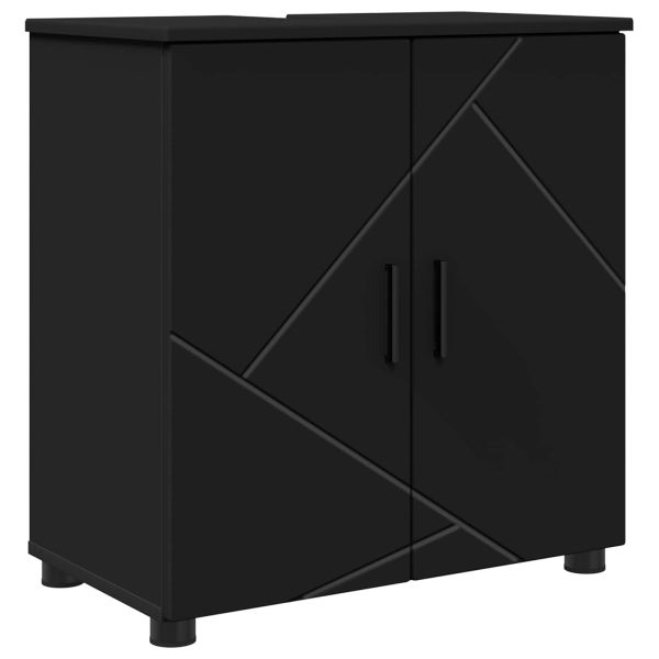 Шкаф за баня Черно 61 x 35 x 64 см Инженерна дървесина, Метал