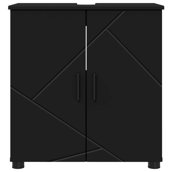 Шкаф за баня Черно 61 x 35 x 64 см Инженерна дървесина, Метал