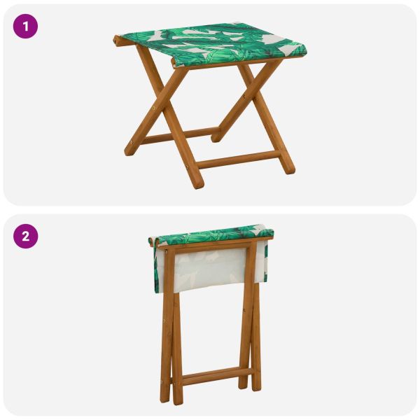 Шезлонг 2 pcs Плътно евкалиптово дърво Мотив с листа