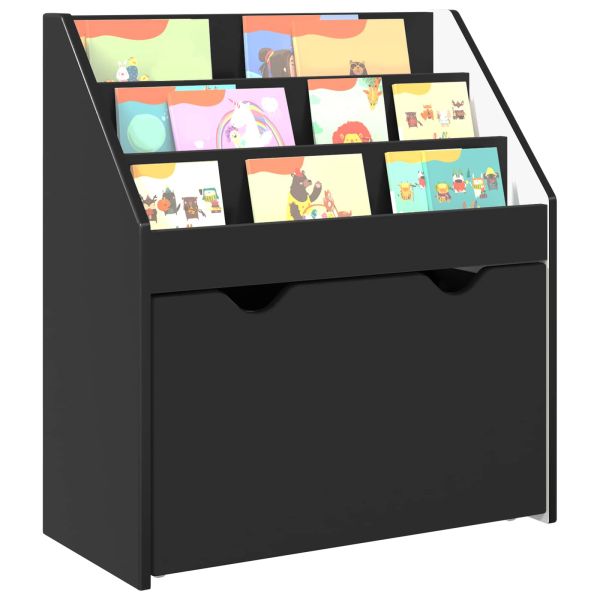 Детска рафт за книги с чекмедже Черно 60 x 29,5 x 69 см