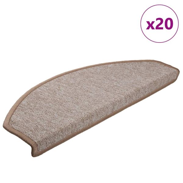 Изтривалки за стълби, 20 бр., 65x24x4 см, светлокафяви, полукръгли, големи