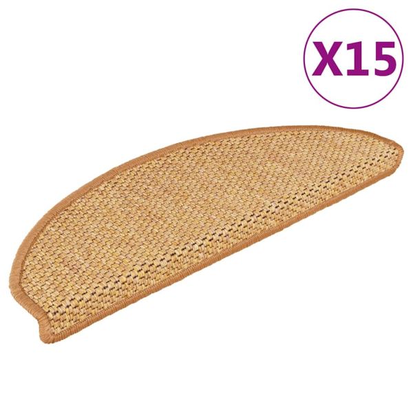 Самозалепващи стелки за стълби сизал 15 бр 65x21x4 см
