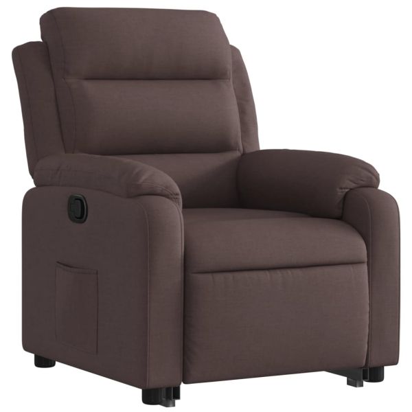 Изправящ реклайнер стол, тъмнокафяв, текстил