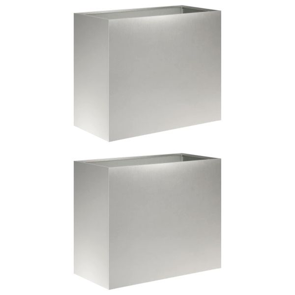 Градинска саксия 2 бр. Сребристо 60 x 30 x 50 см