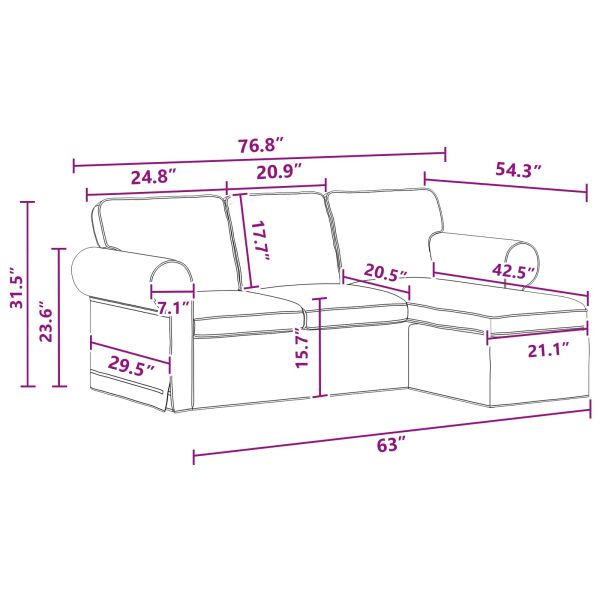 Диван Тъмен сив 195 x 138 x 80 см текстил