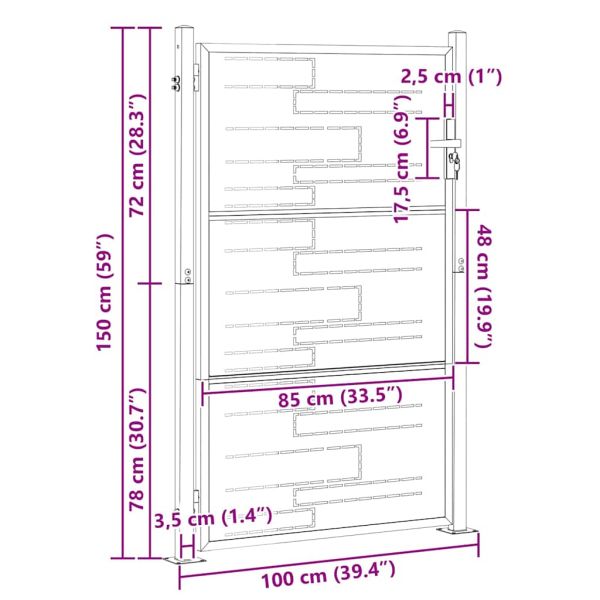 Градинска врата 85 х 144 см Неръждаема стомана С ключалка