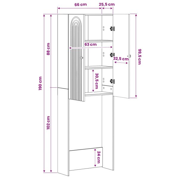 Тоалетна Шкаф ALKMAAR Бял гланц 66 x 25,5 x 190 см