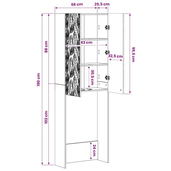 Тоалетна Шкаф DELFT Бетонно сиво 66 x 25,5 x 190 см