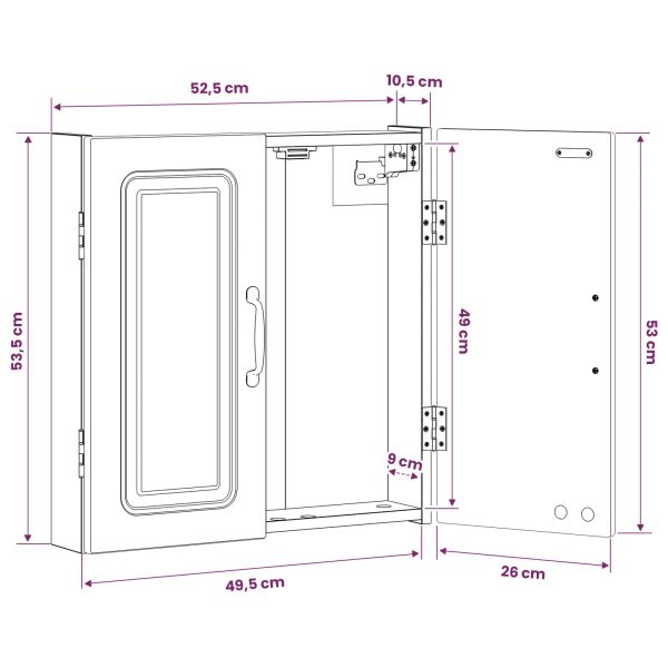 Кабинет за дартборд UTRECHT Бял гланц 52,5 x 10,5 x 53,5 см