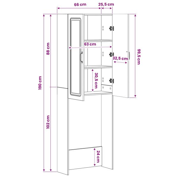 Тоалетна Шкаф UTRECHT Черно 66 x 25,5 x 190 см