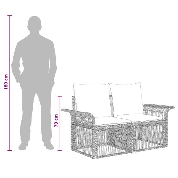 Градински Софа Комплект 6 бр. 6-Брой места Сиво полиратан