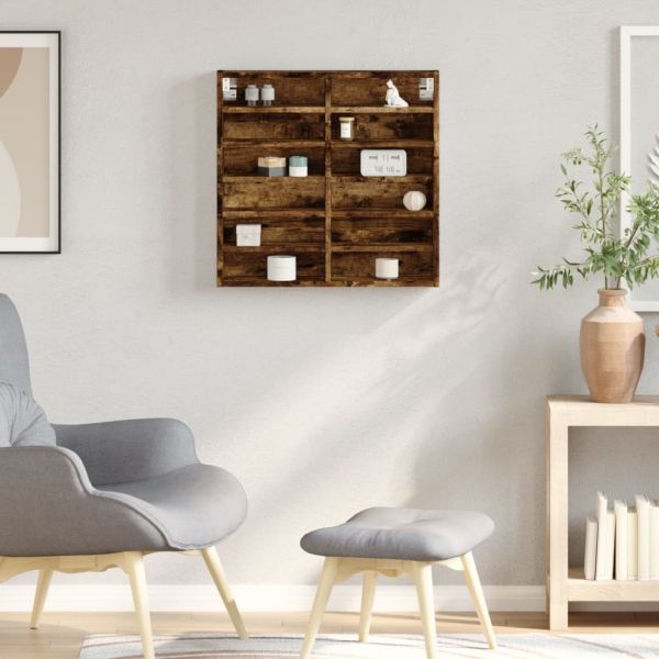 Шкаф витрина, опушен дъб, 60x8,5x58 см, инженерно дърво