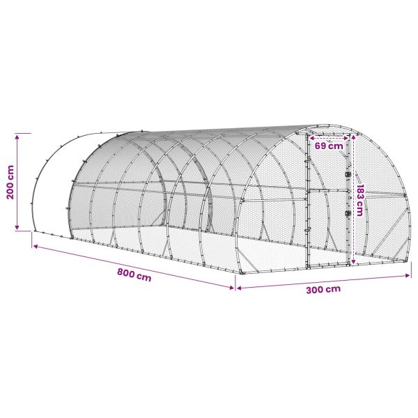 Кокошарник Сребристо 800 x 300 x 200 см Поцинкована стомана