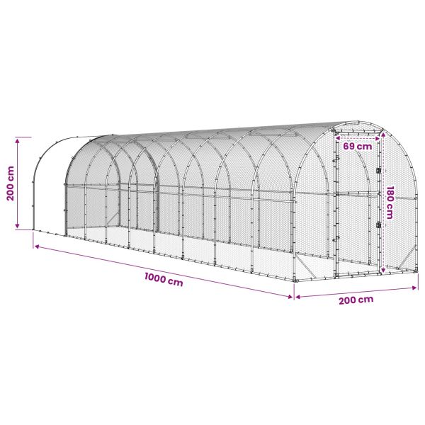 Кокошарник Сребристо 1000 x 200 x 200 см Поцинкована стомана