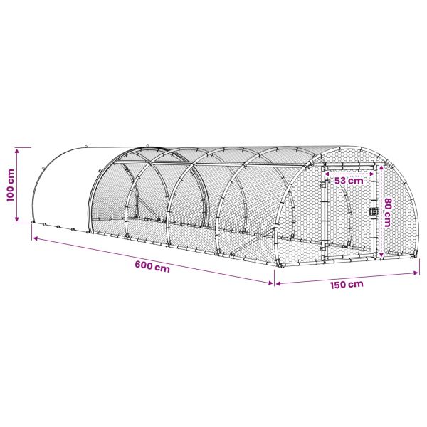 Кокошарник Сребристо 600 x 150 x 100 см Поцинкована стомана