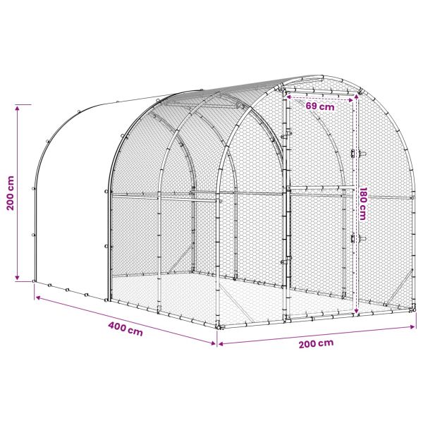 Кокошарник Сребристо 400 x 200 x 200 см Поцинкована стомана