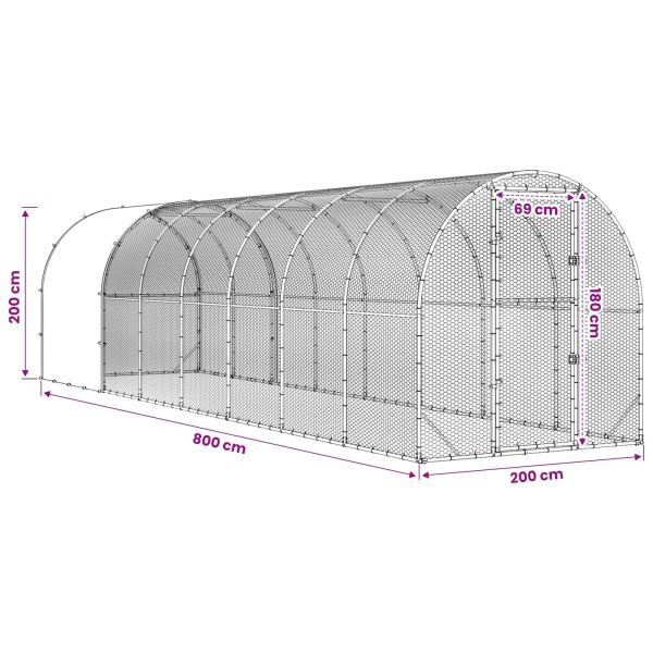 Кокошарник Сребристо 800 x 200 x 200 см Поцинкована стомана