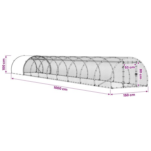 Кокошарник Сребристо 1000 x 150 x 100 см Поцинкована стомана