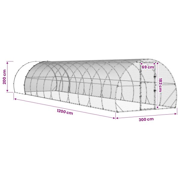 Кокошарник Сребристо 1200 x 300 x 200 cm Поцинкована стомана