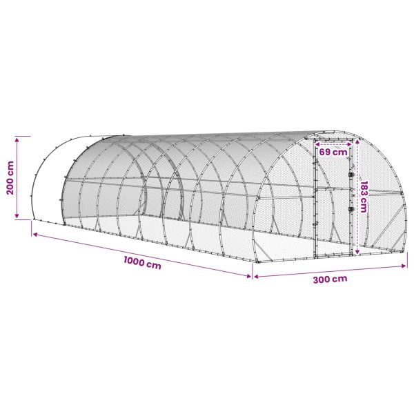 Кокошарник Сребристо 1000 x 300 x 200 см Поцинкована стомана