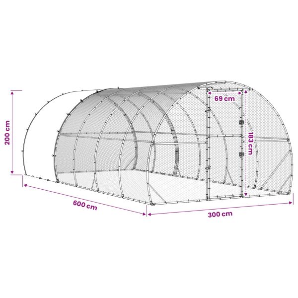 Кокошарник Сребристо 600 x 300 x 200 cm Поцинкована стомана