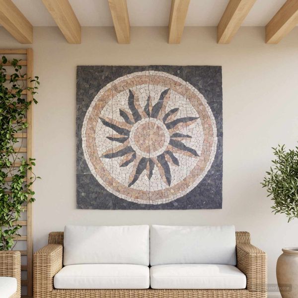 Плочки Мозаика Слънчев Мотив Многоцветен 120 x 120 cm Мрамор