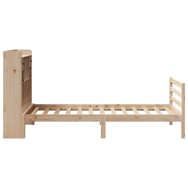 Легло с рафтове за книги, без матрак, 75x190 см, бор масив
