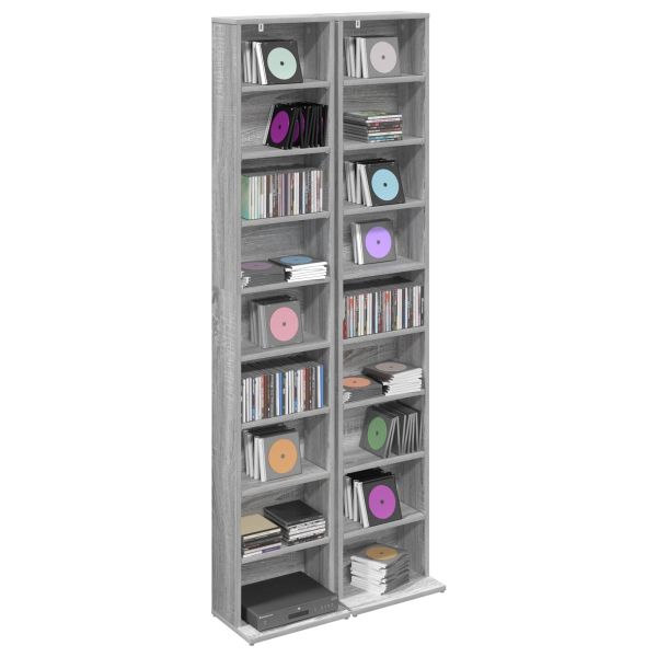 Кабинет за CD 2 бр. Сив Сонома 33 x 23,5 x 175 см