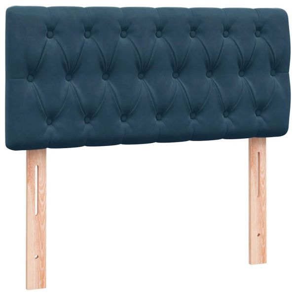Боксспринг легло с матрак, тъмносиньо, 80x220 cm, кадифе