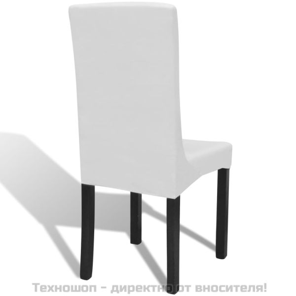 Покривни калъфи за столове, еластични, 4 бр, бели