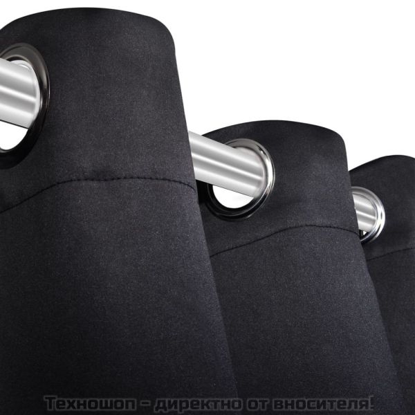 Затъмняващи завеси с метални халки, 2 бр, 135x175 см, черни