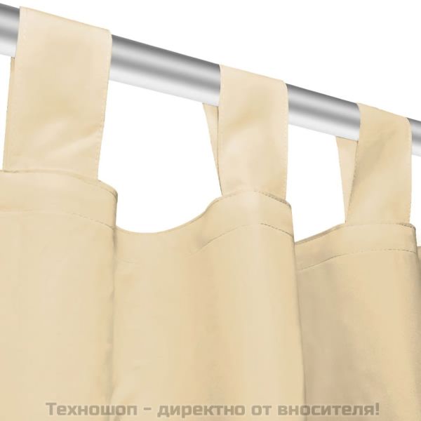 Завеси от микросатен, 2 бр, с "уши", 140x245 см, бежови