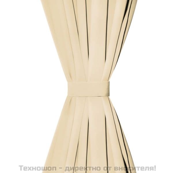 Завеси от микросатен, 2 бр, с "уши", 140x245 см, бежови