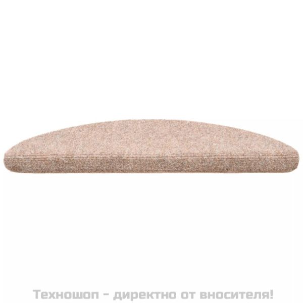 Постелки за стълби, самозалепващи се, 15 бр., 56x17x3 см, светлокафяви, полукръгли