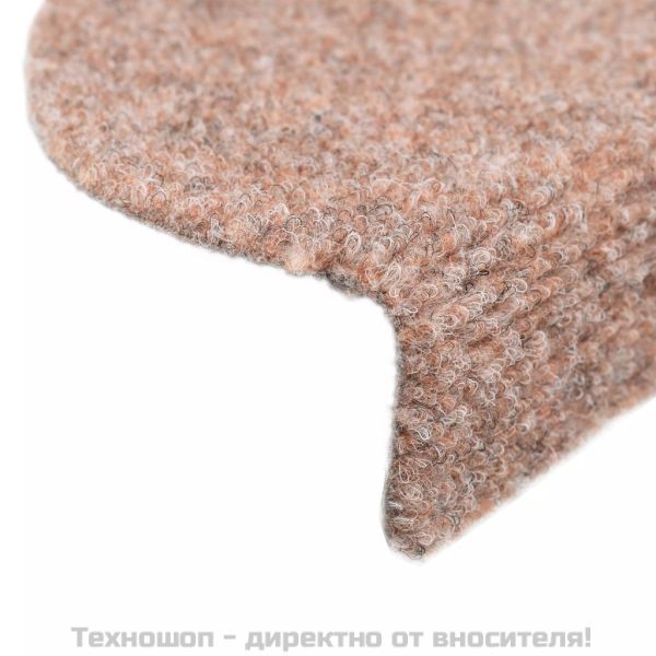 Постелки за стълби, самозалепващи се, 15 бр., 56x17x3 см, светлокафяви, полукръгли