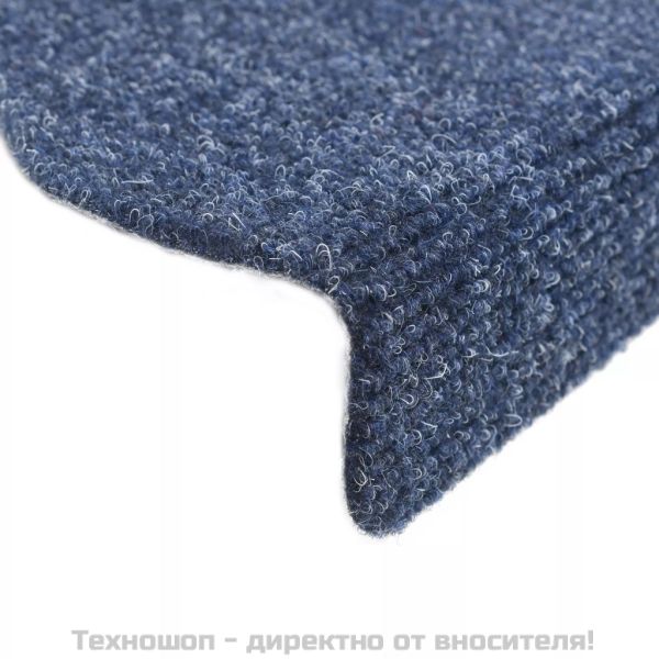 Изтривалки за стълби, самозалепващи се, 15 бр., 56x17x3 см, сини, полукръгли