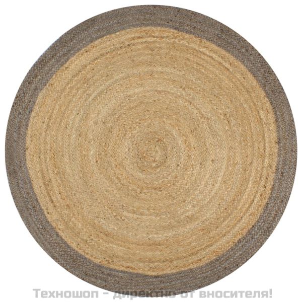 Ръчно тъкан килим от юта, сив кант, 90 см