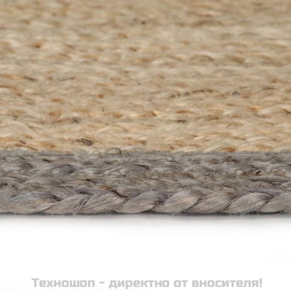 Ръчно тъкан килим от юта, сив кант, 120 см