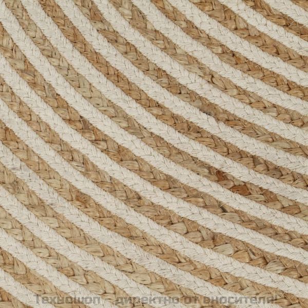 Ръчно тъкан килим от юта, дизайн на спирали, бял, 120 см